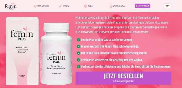 So sieht die Homepage von Femin Plus aus