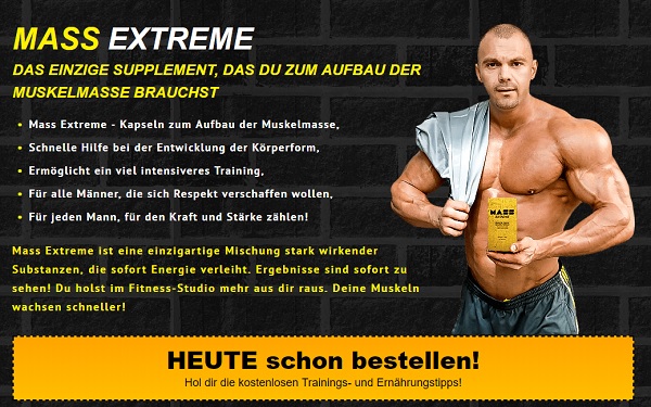 So sieht die Homepage von Mass Extreme aus