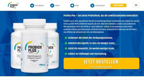 So sieht die Homepage von Probiox Plus aus.