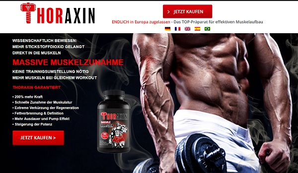 So sieht die Homepage von Thoraxin aus.